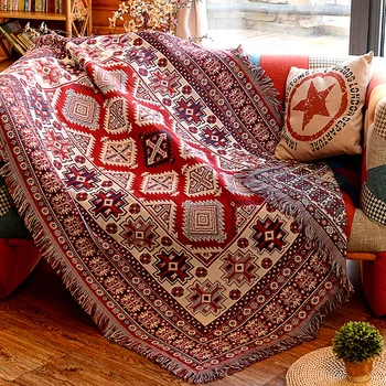 Вязаное одеало за диван от 100% памук, Геометрични Окачен Гоблен, Турското Одеяло, килимче за спални, Мек килим за хол, покривки за легла