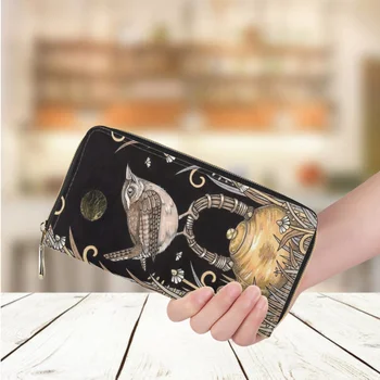 Дамска чанта с изображение на Колибри, Луксозна Дълга кожена чанта за пари, Модерен бизнес портфейл за кредитни карти, празничен клатч