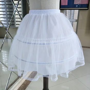 Дамски долната пола с кринолином за момичета, пола с 2 обръча, Шифоновое бална рокля, къса долната пола-полукомбинезон за cosplay Лолита