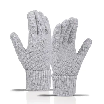 Дамски зимни ръкавици от изкуствена вълна, дебели топли възли ръкавици, Забавни творчески мультяшные цветни нередовни лоскутные ръкавици с един пръст за палми, ръкавици за улицата