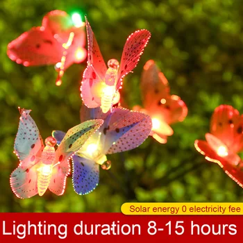 Декоративни фенери на слънчеви батерии Водоустойчива IP65, 2 бр., Външната лампа с пеперуда, автоматично включване/изключване за декор на градина и двор