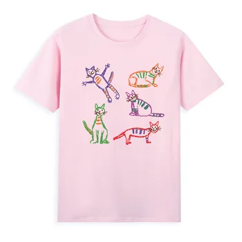 Детска тениска с графити котка, оригинален брендовый годишната жена топ, скъпа ежедневни и удобни дрехи за момичета A210