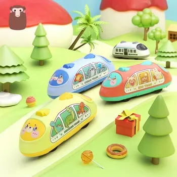 Детски cartoony два бързи влакове, Играчка влак, движеща се в модела на автомобила, имитирующая автомобилна играчка