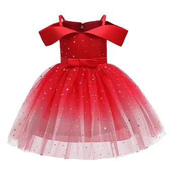 детски дрехи 3-10 години, коледни дрехи за момичета, сватбена червена рокля, елегантна рокля на принцеса от чиста прежда, празнична рокля за парти