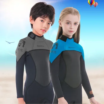 Детски дрехи за Гмуркане и сърф, едно Парче бански за сърф с дълги ръкави, Защита от ултравиолетови лъчи с цип, Трайно оборудване за водни спортове