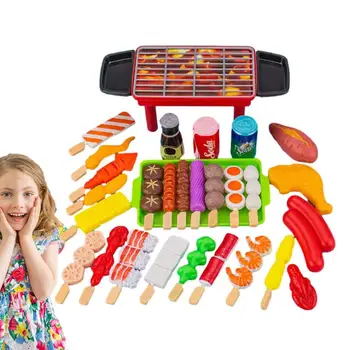 Детски Комплект за барбекю и скара, Фалшиви хранителни аксесоари за престори игри, набор за приготвяне на барбекю, играчки за къмпинг, Интерактивни играчки за деца