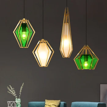 Диамантени Многоцветни Стъклени Висящи лампи Milan Home Art Deco разполага с Модерен Окачен Таван лампа за Дневна Кухня Led осветителни тела