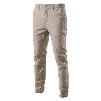 Ежедневни памучни мъжки панталони, обикновена приталенные мъжки панталони, Нови Демисезонные Висококачествени Класически бизнес панталони за мъже