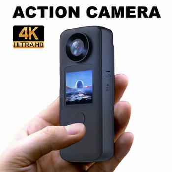 Екшън-камера с двойна екран 4K HD за пътуване на открито, Преносима видео блог-камера, видео Рекордер, спортен Видеорекордер със защита от разклащане, с водоустойчив калъф