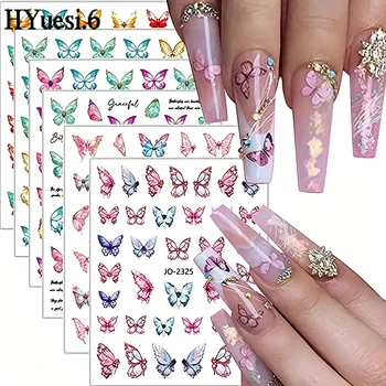 Елегантни стикери за нокти във формата на пеперуда, цветни 3D самозалепващи стикери за нокти за жени, момичета, аксесоари за маникюр 