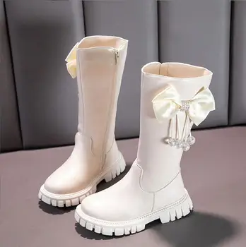 Есен-зима, Новост 2023 г., Семпли зимни обувки с мека подметка за момичета, Корейски детски модни обувки с кръгло бомбе за момчета, Детски маратонки