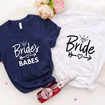 Женска Тениска за партита, Сватба тениски за младоженци, Летни тениски с принтом Сърцето на булката, Момичетата от отбора Bride's Babes