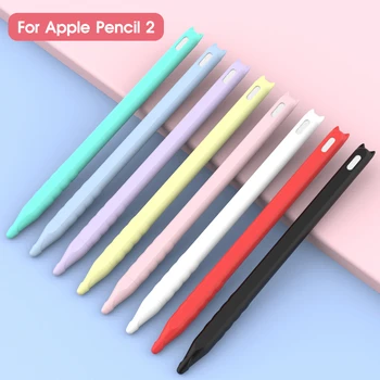 За Apple Pencil 2, за носене на цветни мек силикон, който е Съвместим с таблета iPad, Сензорна писалка, Стилус, Защитен калъф за Pencil2