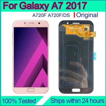 За Samsung Galaxy A7 2017 Подмяна на екрана Оригинален ремонт сензорен дисплей A720F Tauschen Pantalla LCD Reparatur Събрание