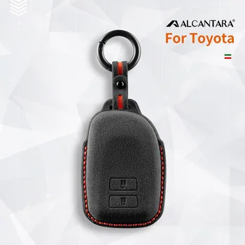 За Toyota Yaris Yarisl Verso Vios Калъф за ключове от Алькантары, велур, 2 бутона, Аксесоари за ключодържатели