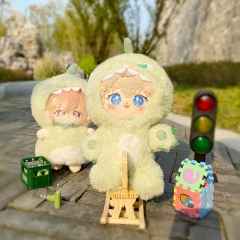 Зелен костюм от динозавър, сладък едно парче костюм без ръкави за кукли-звезди, колекция от играчки, подарък за кукли Idol 20 см