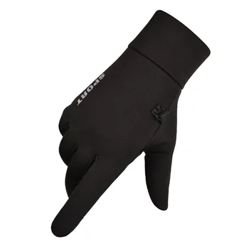 Зимните водоустойчив Велосипедни ръкавици, мъжки мотоциклетни черни топли ръкавици за сензорен екран за целия пръст, Велосипедни ръкавици за ски на открито