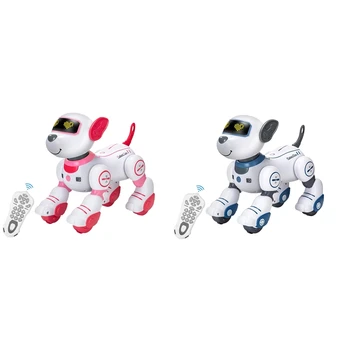 Играчка робот-куче, с дистанционно управление: програмируем робот-кученце, умна интерактивна играчка за танци, пеене, трикове, здрав бял и розов