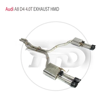 Изпълнението на изпускателната система HMD от неръждаема стомана Catback за Audi A8 D4 4.0 T Автоматична Модификация на Клапа на Ауспуха с X-образна тръба