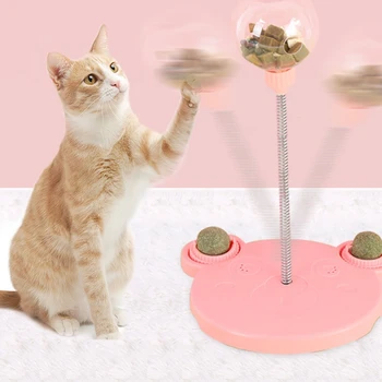 Интерактивен диспенсер за хранене с лъжичка за котки, играчка за кучета, интерактивен топчета-неваляшка, играчка за предложения, Бавно подаване, Интерактивни играчки за котки