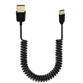 Кабел за зареждане от USB 3.1 Type-C USB 2.0, пружинен кабел за предаване на данни Type C за телефони, таблети, прибиращ се кабел
