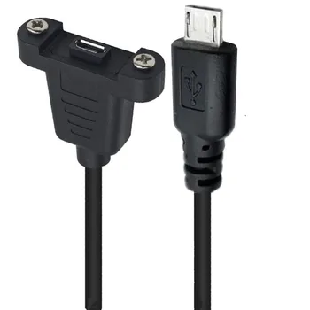 Кабел за свързване на Micro USB удължител под ъгъл 90 ° от мъжа към жената, Кабел за зареждане, 1 фут Черно (Micro USB M/F) 0,3 М