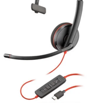 Кабелни слушалки Plantronics Blackwire 3210 USB-C, моногарнитура на ухото, жичен