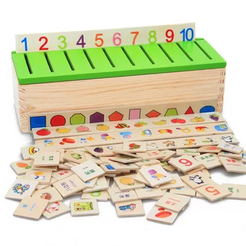 Класификация на математическите знания, съпоставяне на когнитивните способности, Образователна играчка за деца по метода на Монтесори, Дървена кутия, подаръци за деца