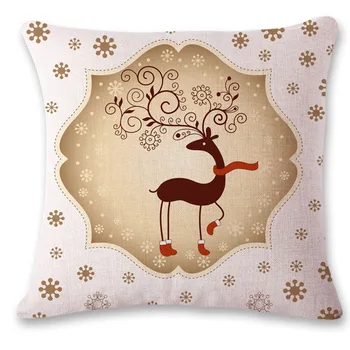 Коледен елен, Коледен стил, Памучен Бельо възглавница 45X45 см, калъфка за възглавница на кръста, фотьойл, диван, украса за дома