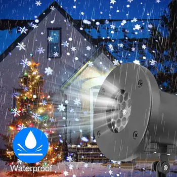 Коледна проекционная лампа, Въртяща се на 280 градуса, Страхотен визуален ефект, Проектор под формата на Снежинки за вътрешния двор и улица