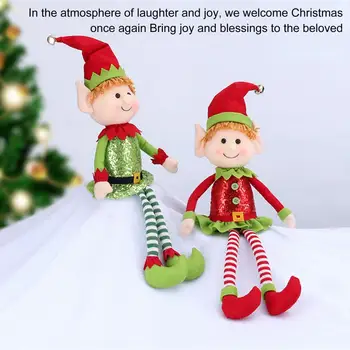 Коледна украса под формата на елф, играчка във вид на елф, цветна играчка плюшен с дълги крака, 65 см, Коледна украса във вид на елф, ръчно изработени, изключително очарователно за парти