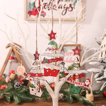 Коледни дървени миниатюрни бижута, медальони Коледна елха, коледен подарък, играчка за украса на Коледното домашно парти