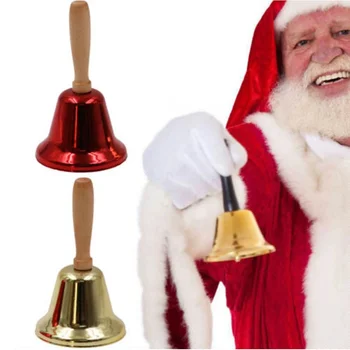 Коледни звънчета с дървена дръжка / Меден звънец за вечеря, Магазин, Хотел, Църква, Ръчно дрънкалка, Коледни украси за дома 2022