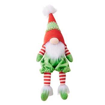 Коледно Червено-Зелена Стои Сладък Украшение във вид на Елф Коледна кукла ръчно изработени Декорация на дома, Навидад Подарък за Нова Година