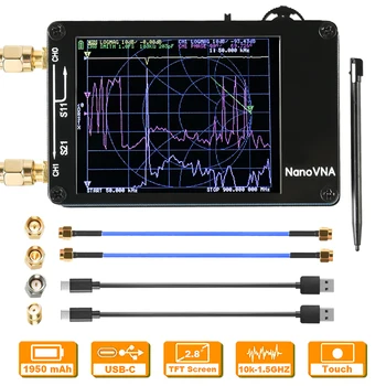 Комплект Векторно мрежа анализатор NanoVNA 10 khz-1,5 Ghz HF MF VHF UHF 2,8 