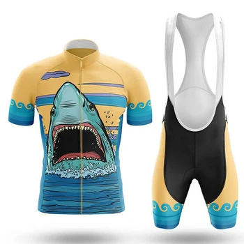 Комплект за колоезденето Shark, Шорти-лигавник, Велосипедна фланелка, Велосипедна риза с къс ръкав, Велосипеди спускане, планинско костюм МТБ