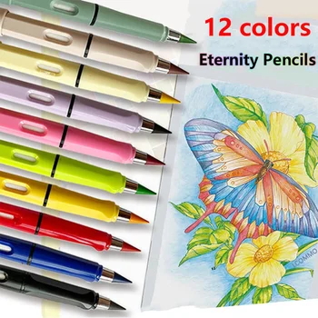 Комплект от 12 цветни моливи Eternity, стираемые цветни моливи Infinity, пастели за рисуване, ученически пособия за рисуване