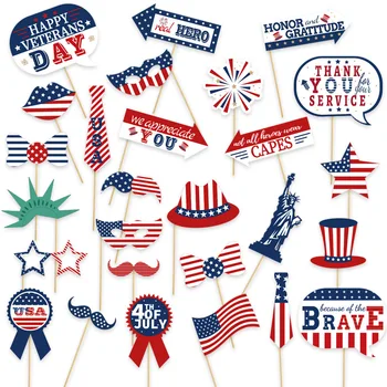 Комплект от 27 теми, подпори за парти в чест на Деня на независимостта на САЩ, забавни декорации за партита в чест на Националния празник на САЩ