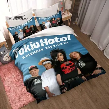 Комплект Спално бельо Tokio Hotel С 3D принтиране, Модерен Рок-група, Декорация на Дома, За Момчета И Момичета, Комплект Спално бельо Кралски Размери, Чаршаф, Калъфки за възглавници