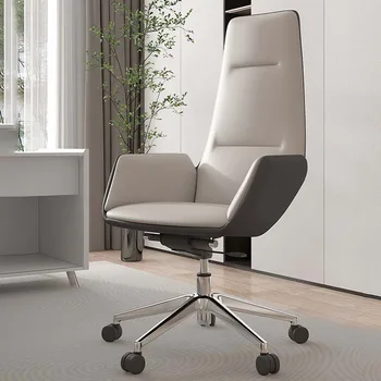 Компютърен Офис стол от Скандинавски на Кожата, с Ергономичен дизайн Плъзгаща се Черна Дизайнерски стол за дневна, Украса за бюрото на Изпълнителния Meuble