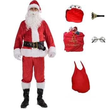 Костюм на Дядо Коледа за Cosplay, Дрехи, облечена за Коледа, Мъжки Коледен костюм, топъл Коледен костюм на Дядо Коледа за възрастни