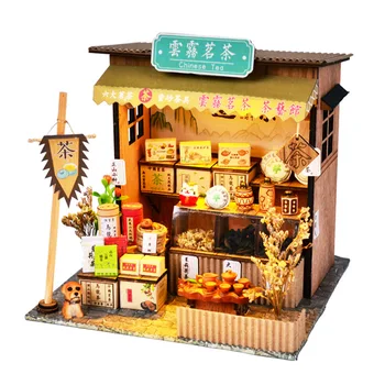 Куклена Къща Китайските Древни Сгради Барбекю Ресторант-Барбекю САМ Casa Дървени Улични Сцени Ръчно изработени Старинни Бижута Куклени Къщи