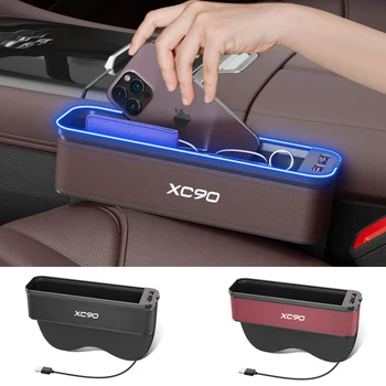 Кутия за съхранение на столчета за автомобил на Gm с атмосферната подсветка За Volvo XC90, Органайзер за почистване на столчета за автомобил, USB Зареждане, седалки, Автомобилни Аксесоари