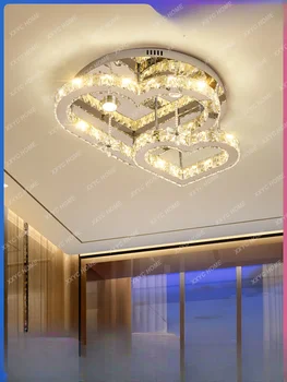 Лампата в главната спалня, проста модерна кристален лампа, Лампата в дневната, Двойно уютен и романтичен таван във формата на сърце