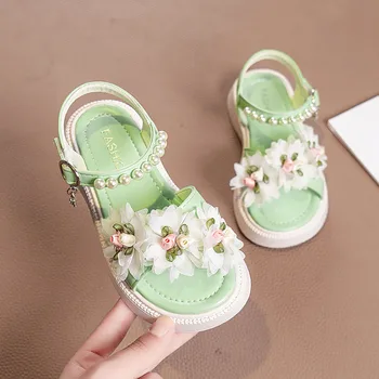 Летни обувки Принцеси За момичета, Сандали в Корейски стил с Горски цветя, Лека устойчива на плъзгане летни обувки за юноши