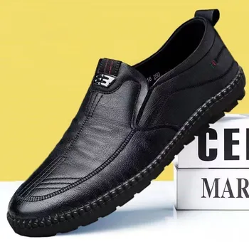Лятна Мъжки ежедневни бизнес кожени обувки с модерен дизайн и повърхността от сверхволокнистой кожа за комфорт и пропускливост на въздуха