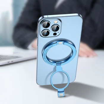 Магнитна поставка с пръстен за отпечатъци с ЦПУ от алуминиева сплав, задната скоба за телефон, въртящи се на 360 градуса, хендсфрий за iPhone 12 13 14 Pro Max