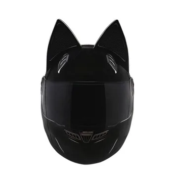 Марка NITRINOS Черен Мотоциклет шлем с Пълно лице, Индивидуалност, Котки, каска, Модерен каска на Мотоциклет Moto Capacete S/M/L/XL/XXL