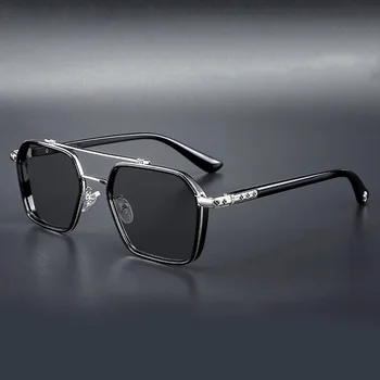 Маркови дизайнерски vintage слънчеви очила Класически Мъжки модни слънчеви очила за шофиране Мъжки Двойни Квадратни слънчеви очила Oculos De Sol