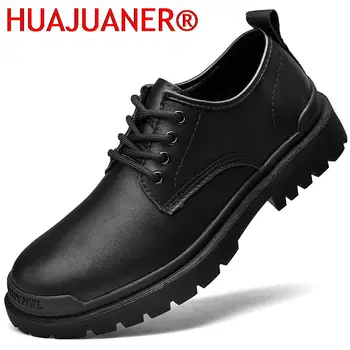 Маркови дишащи мъжки Oxfords, модел обувки с дебела подметка, мъжки модельная кожена ежедневни обувки, Модни черна официална мъжки обувки